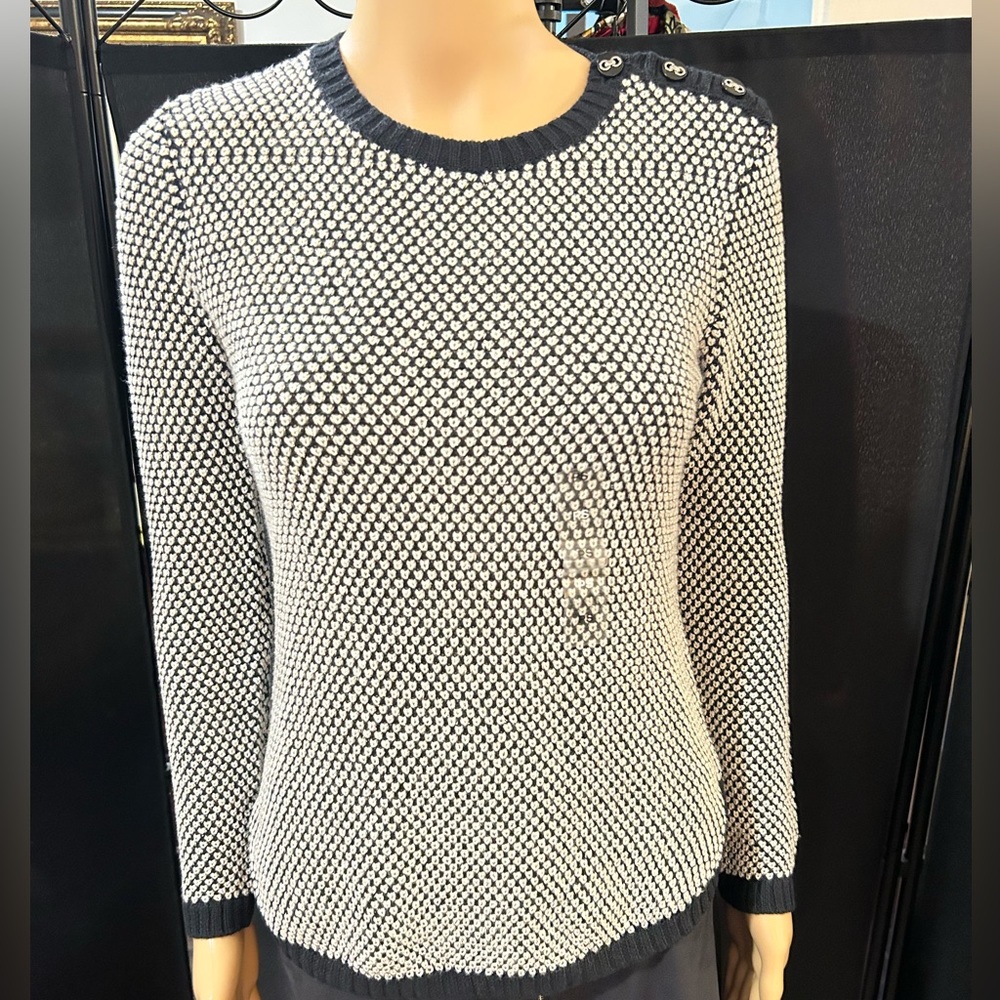 NWT Charter Club black and white sweater. Sz SP